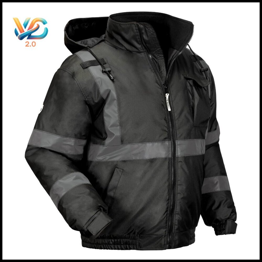 Men's‎ Reflective Winter Bomber Jacket Thermal Insulation Work Safety